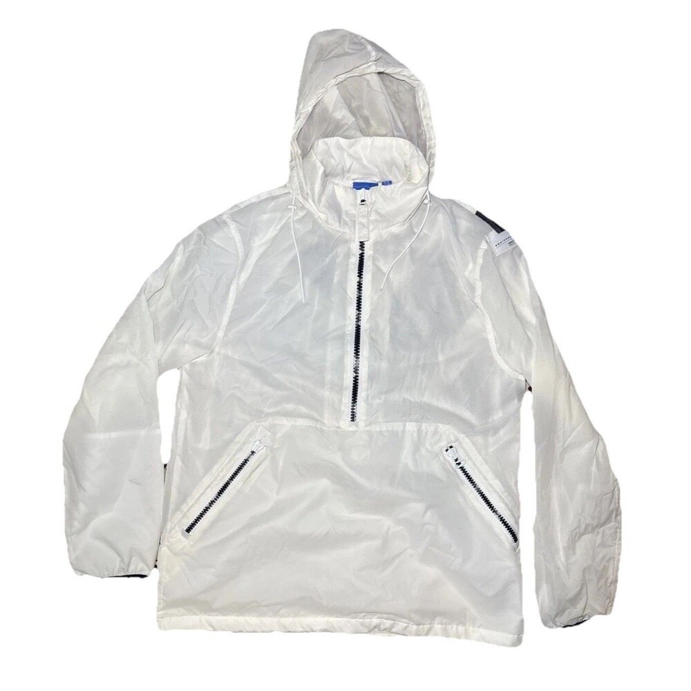 Adidas Men's Medium Originals EQT WB Windbreaker Jacket White Black BK0035